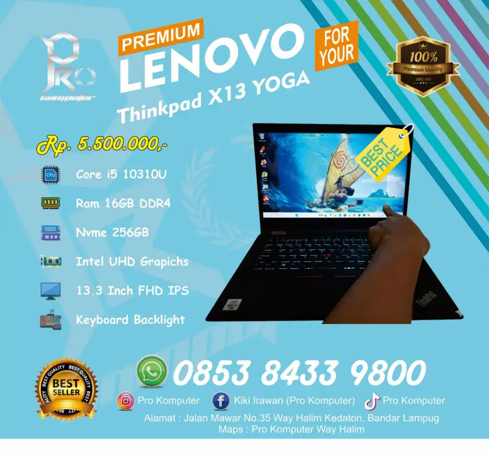 LENOVO Thinkpad X13 Yoga Touchscreen 2in1 Prokomputer