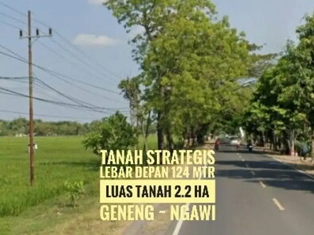 [Ba] Tanah LD 124 mtr, NOL Jalan Raya Propinsi Madiun-NGAWI, Lokasi Ciamik