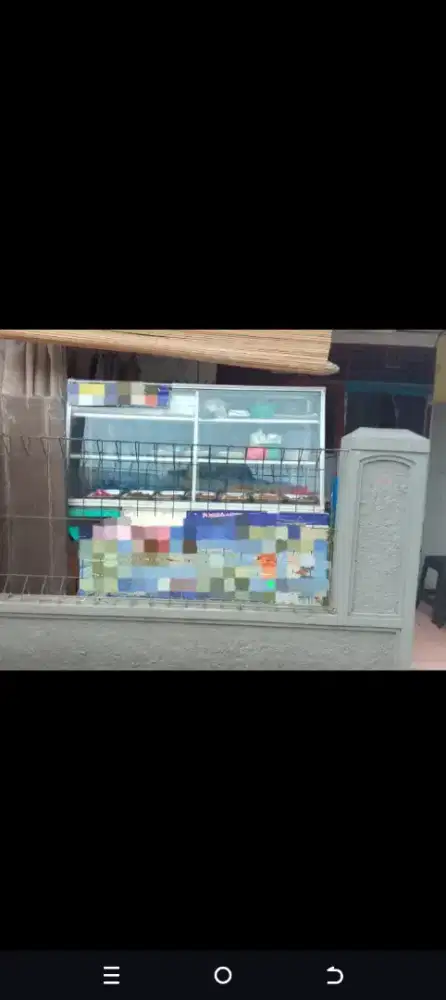 Etalase kaca makanan set meja roda