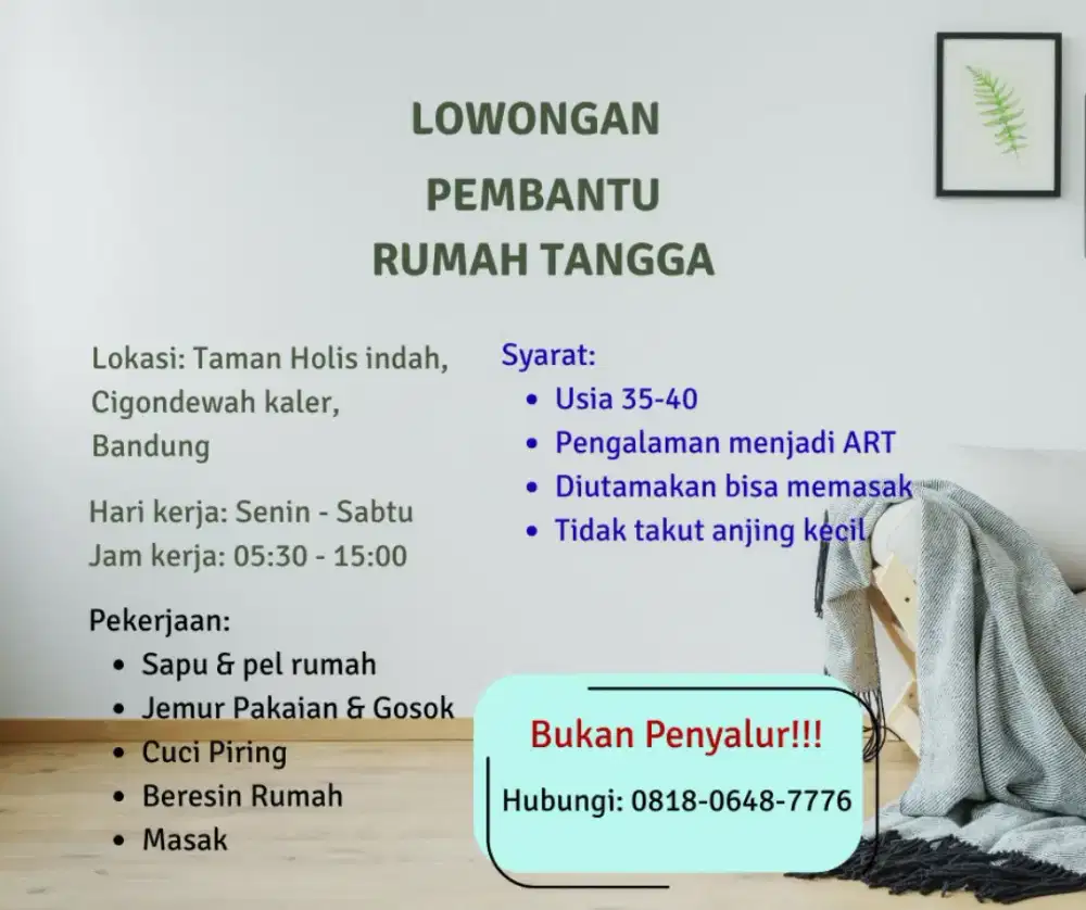 Lowongan ART rumah tangga