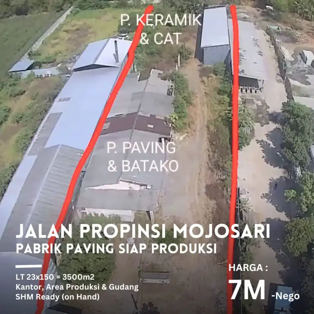 Dijual pabrik paving siap produksi jalan provinsi mojosari