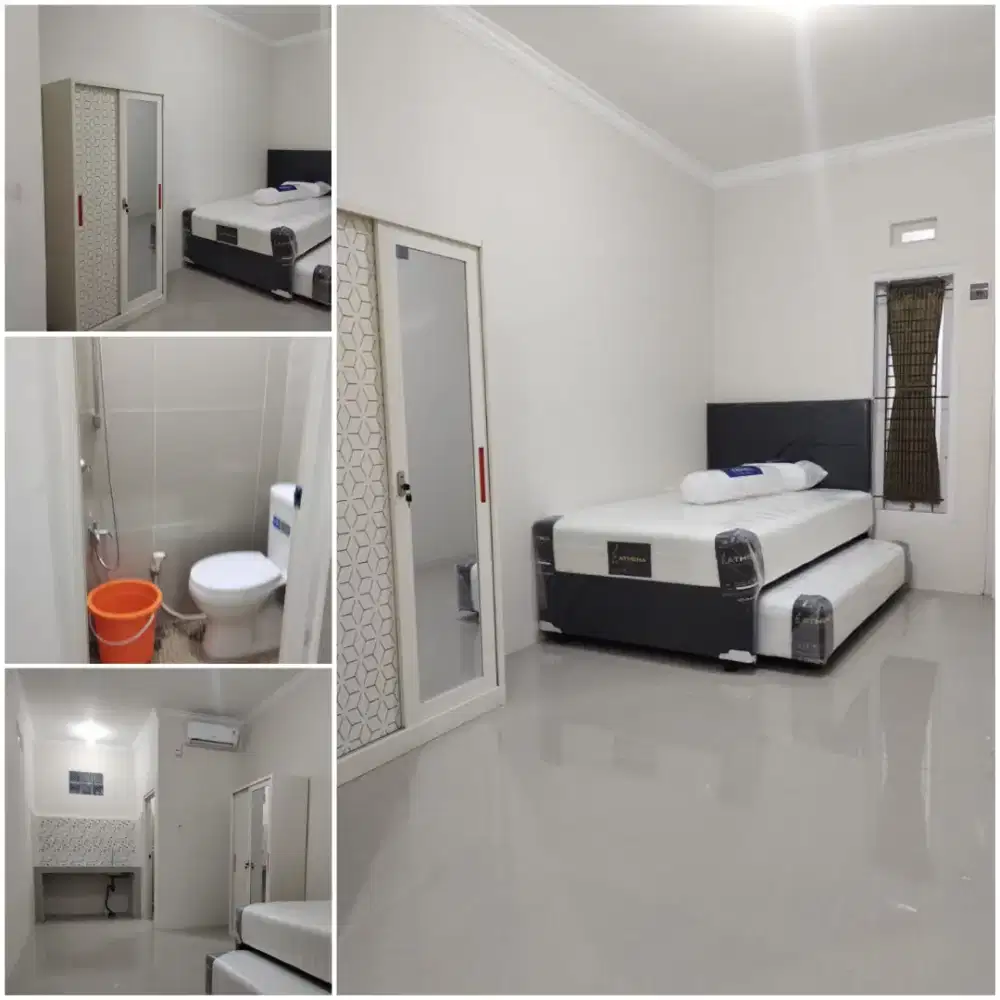 Disewakan Kamar Kos AC, Luas 18 M2, Wifi Gratis, Smart TV, Kulkas dll