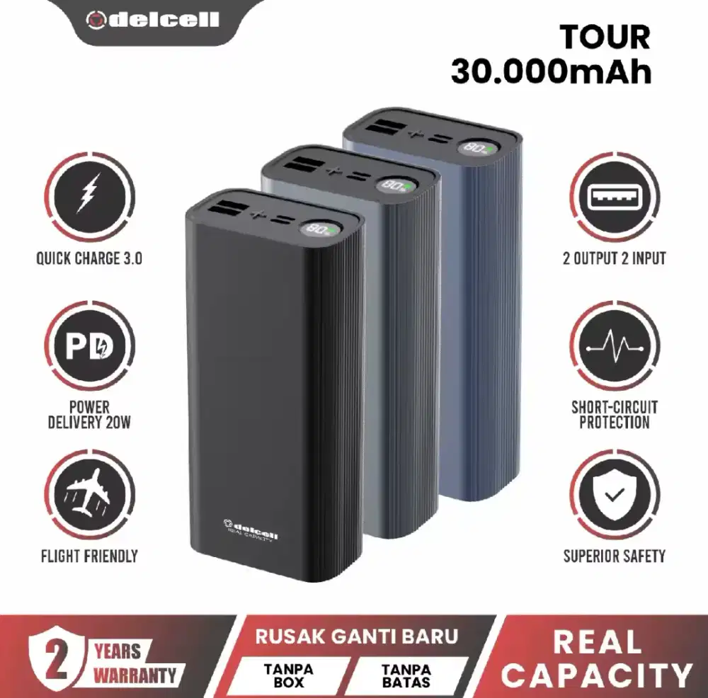 Power Bank Delcell Original 30.000mAh Real 22.5W