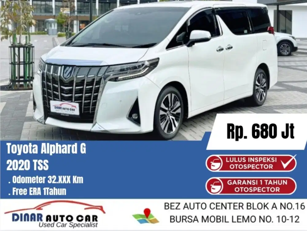 Alphard G TSS Premium Sound 2020 Putih Km 32Rb Warenty 5Th *Dinar Auto