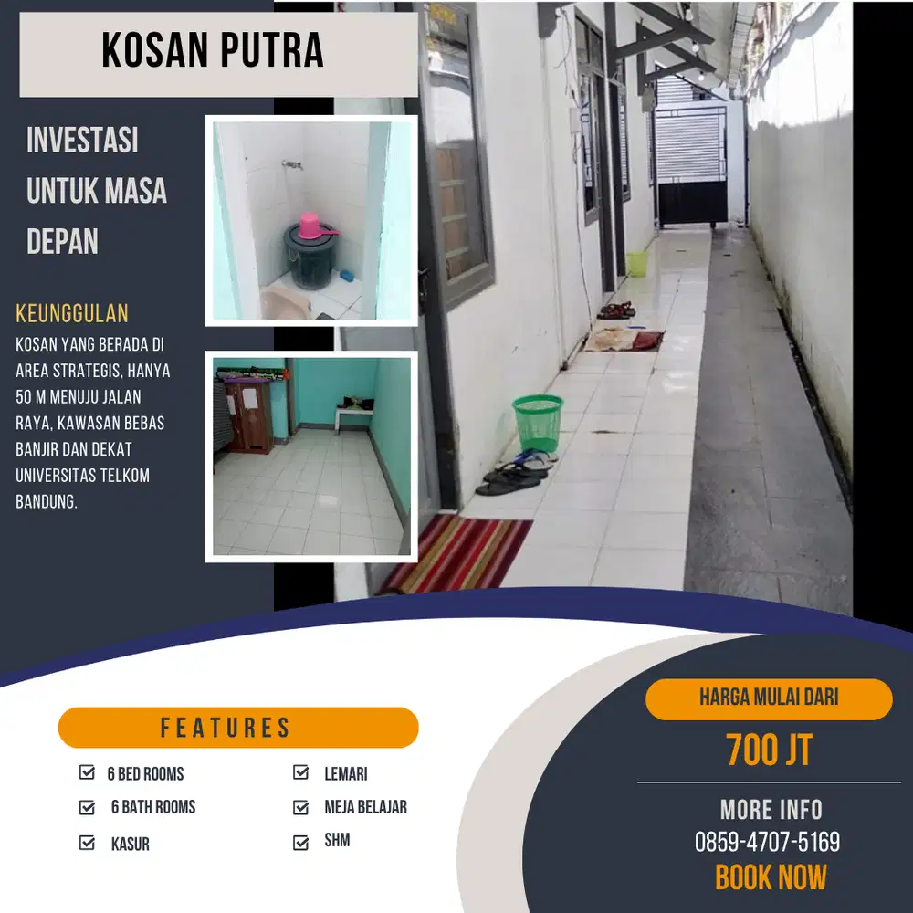 Dapatkan...Kosan Aktif 6KT Harga 700Jt di Universitas Telkom Bandung