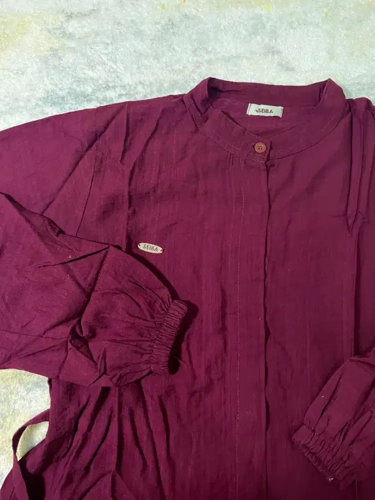 Set Busana Muslim Wanita (baju & celana) Seiba Maroon