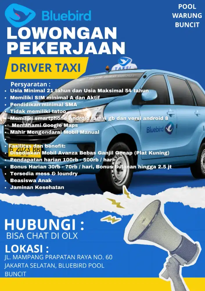 LOWONGAN DRIVER / SOPIR MOBIL TAXI