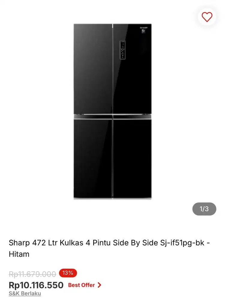 Kulkas Sharp 4 pintu side by side bisa cicilan syarat ktp