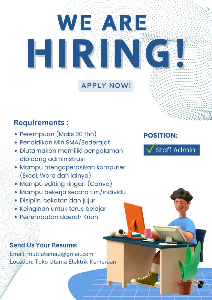 DIBUTUHKAN CEPAT STAFF ADMINISTRASI