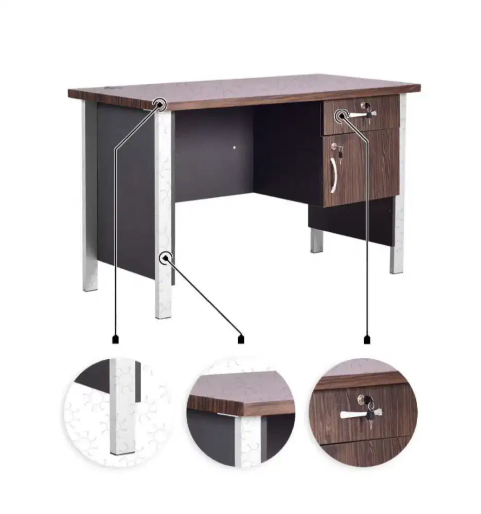 Peralatan Kantor Meja Kerja VIP Kaki Besi Unit Baru