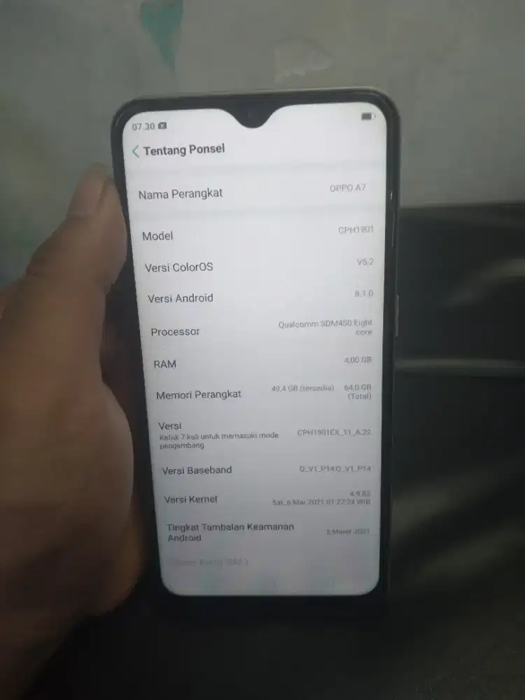 jual hp Oppo A7 ram 4/64