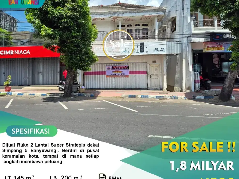Dijual Ruko 2 Lantai - Simpang 5 Banyuwangi Kota