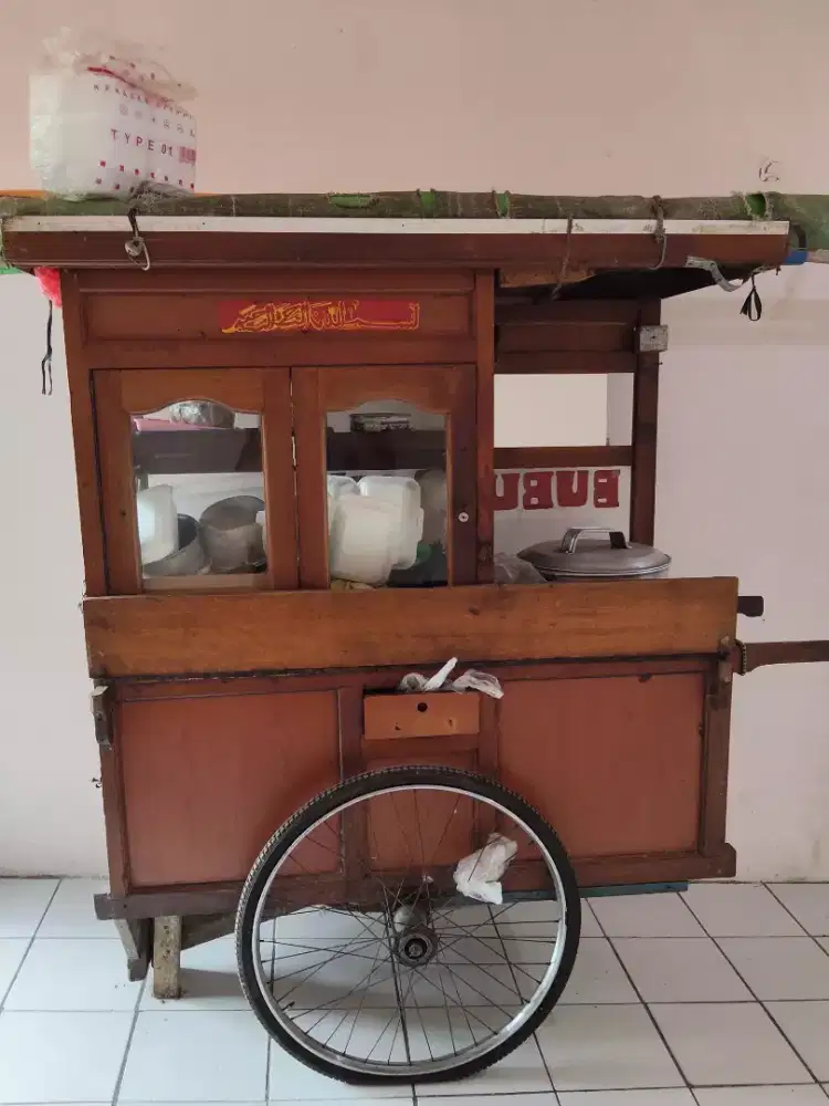 Gerobak bekas dagang bubur full set