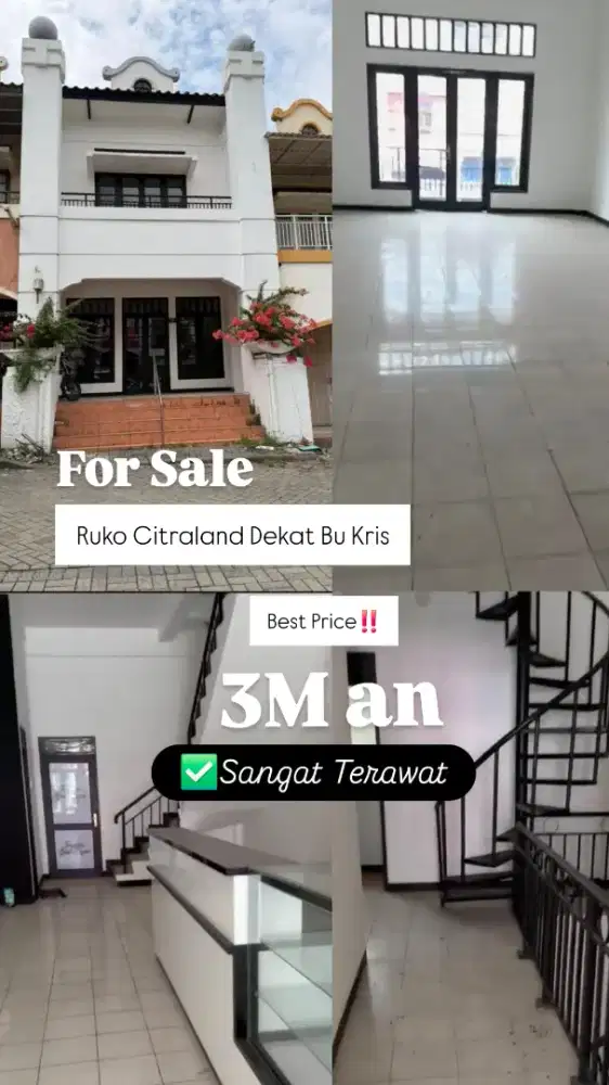 Dijual Ruko Citraland Terawat Siap Pakai dekat Bu Kris