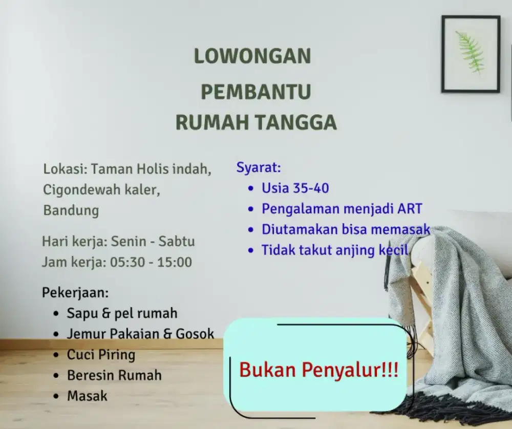 Lowongan ART rumah tangga