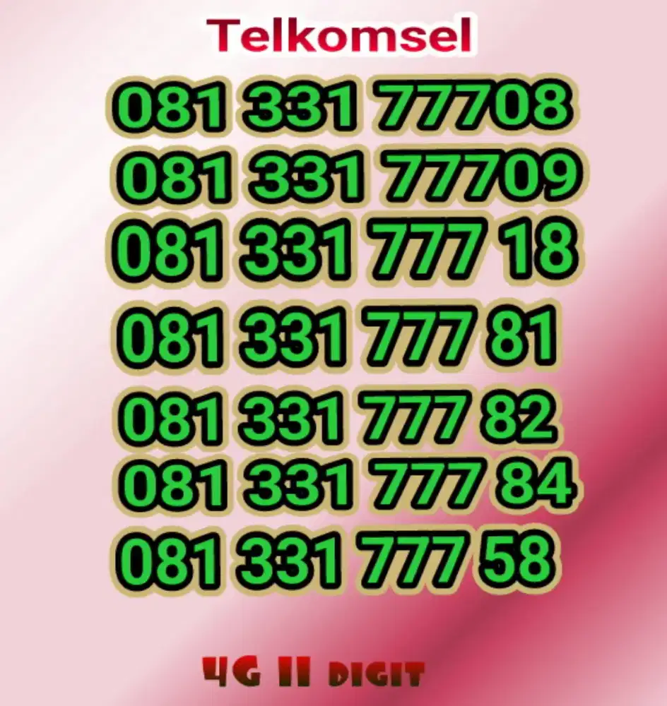 Kartu simpati cantik rapi seri triple 777