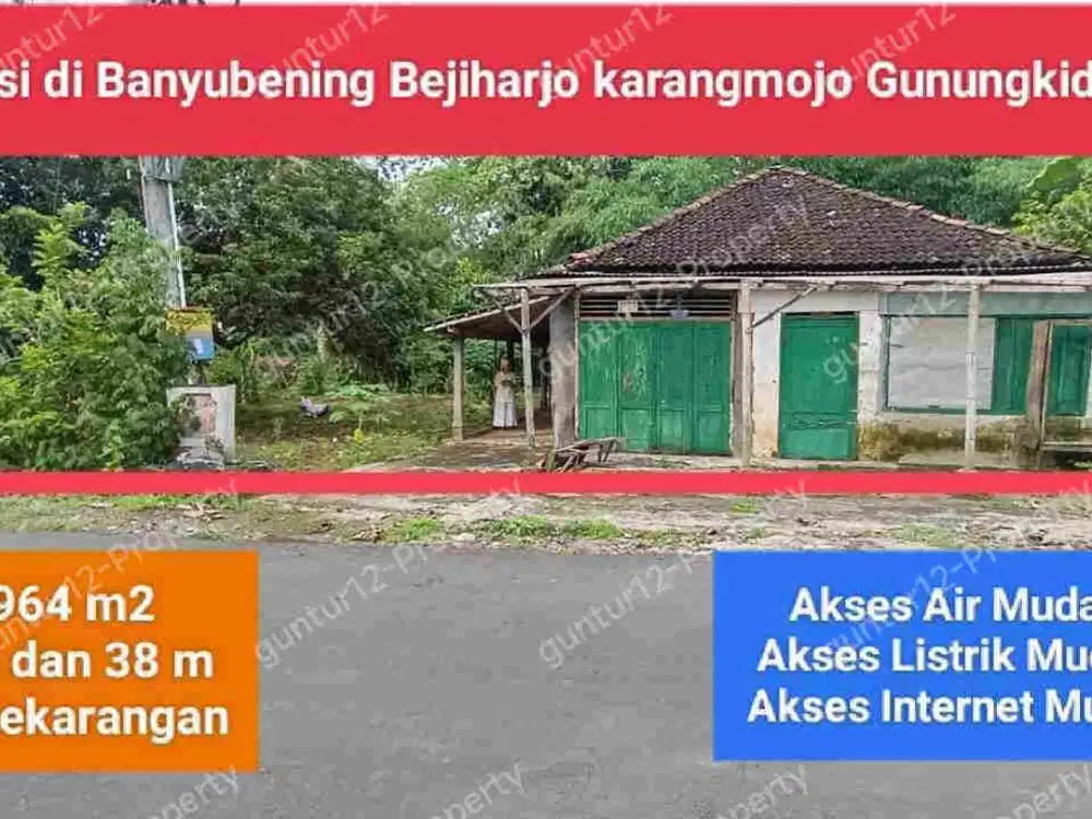 Jual rumah tanah pinggir jalan raya murah di Bejiharjo Gunung Kidul