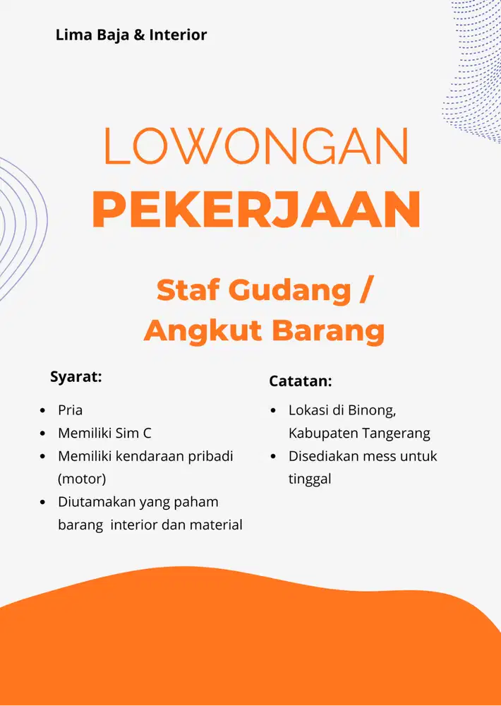 STAF GUDANG & SUPIR ANGKUT