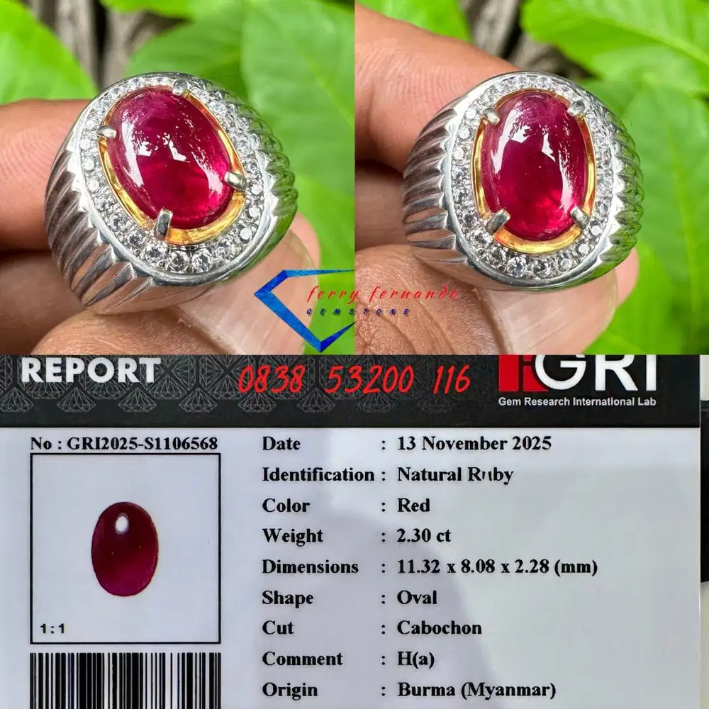 Natural Ruby Burma Top Red Ruby Birma myanmar 2 ct