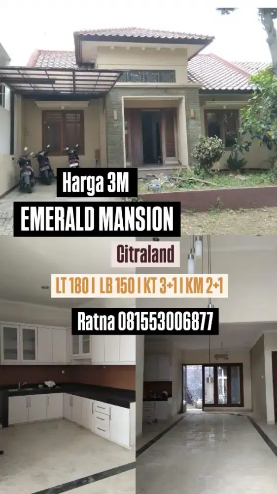 Dijual Rumah Citraland Emerald Mansion Cluster Depan