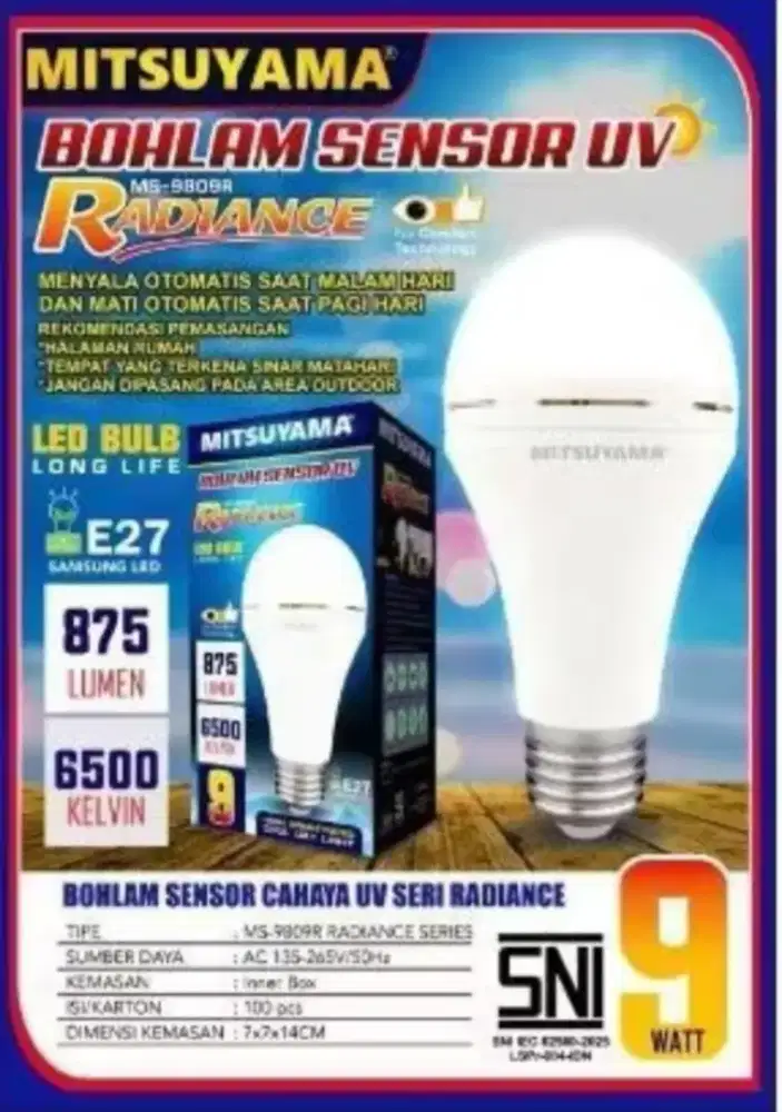 Lampu bohlam LED light sensor 9 watt,