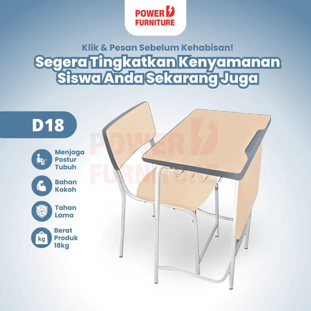 Meja Belajar Sekolah Tipe D18 - Kursi Siswa Sekolah | Meja Kursi Kelas