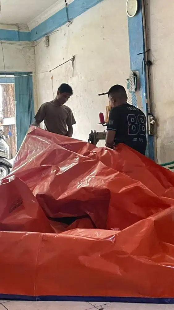 Terpal Plastik A12 Biru-Oren dan Biru-Silver