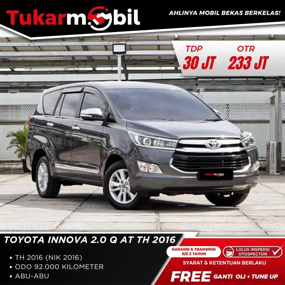 [BERGARANSI] TOYOTA INNOVA 2.0 Q MATIC BENSIN TAHUN 2016 PAJAK PANJANG