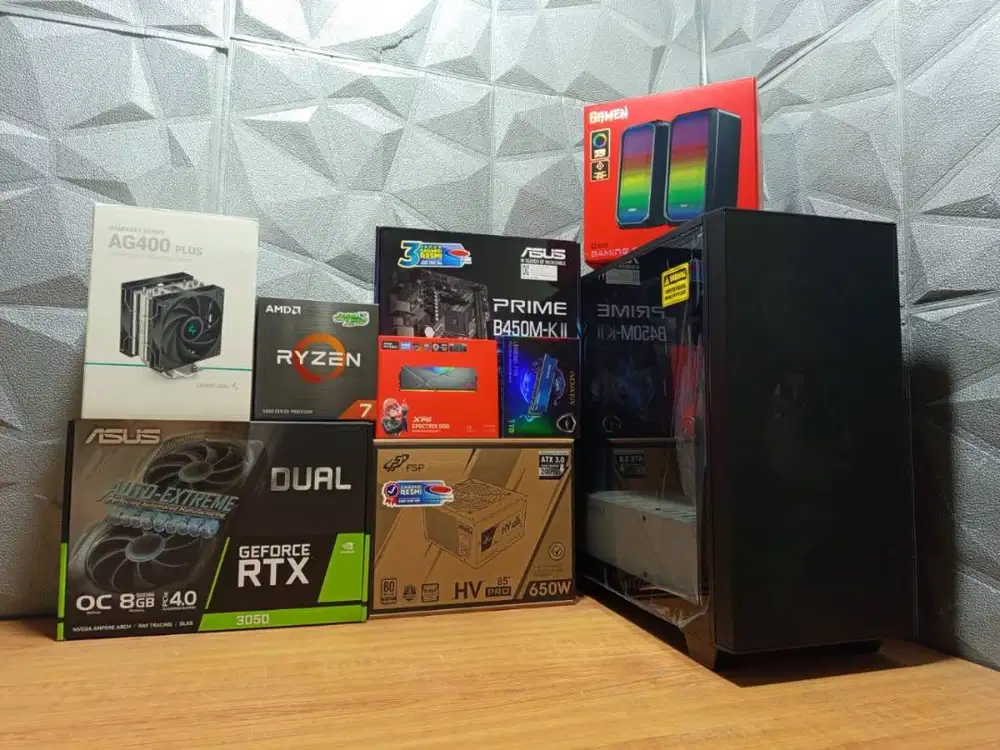 CPU Gaming AMD R7 5700X RAM 16GB SSD 1TB VGA RTX3050 6GB GDDR6