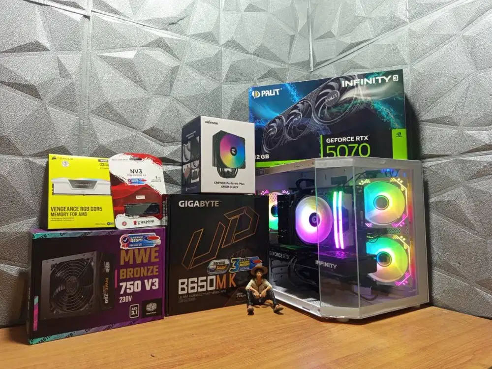 CPU Gaming AMD R5 7500F RAM 32GB SSD 1TB VGA RTX5070 12GB GDDR7