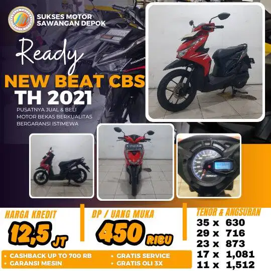 CASH KREDIT DP 450 HONDA BEAT CBS LED TH 2021 UNIT MULUS BERGARANSI
