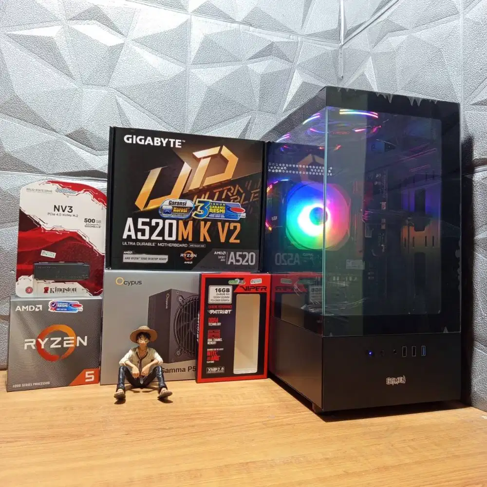 CPU Gaming AMD R5 5500 RAM 16GB SSD 500GB NVMe VGA RTX3050 6GB GDDR6
