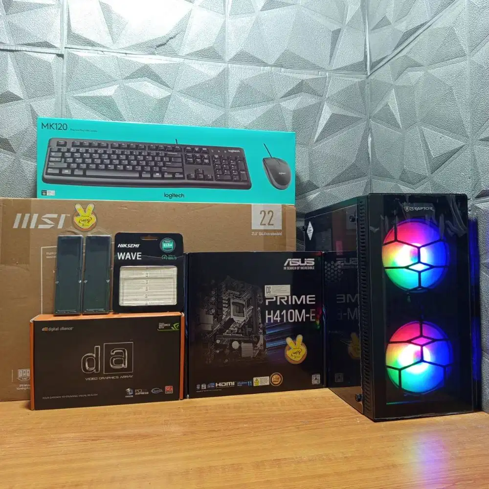 PC Set Intel i3 10105F RAM 16GB SSD 512GB GTX750Ti Monitor 22 NEW