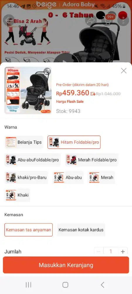 Stroller bayi baru pakai 5 kalian