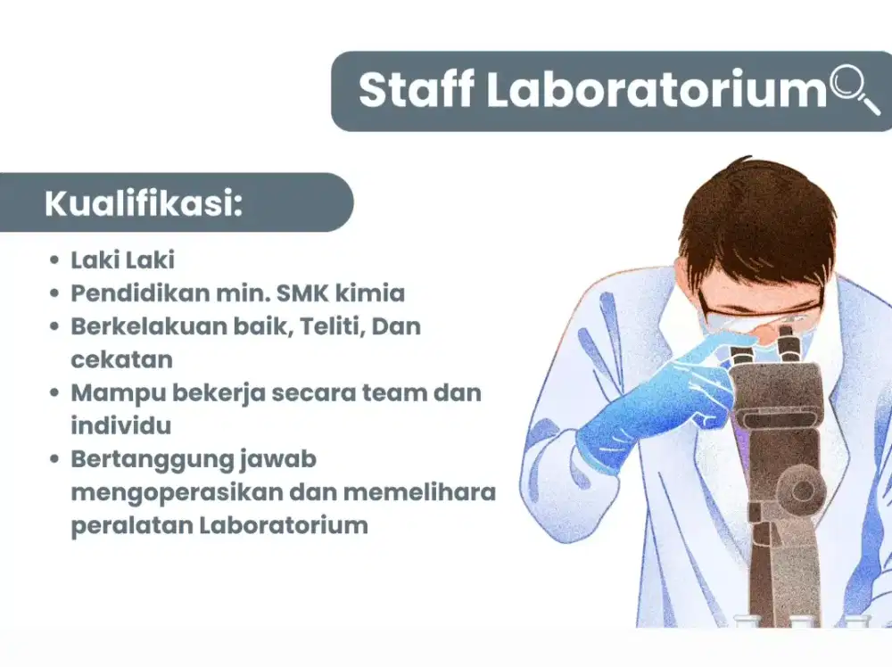 DIBUTUHKAN STAFF LABORATURIUM