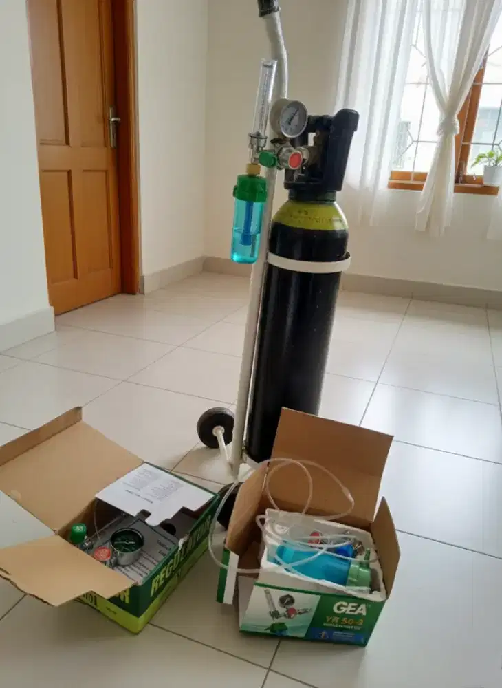 Tabung oksigen GEA 2 m³ Lengkap + Regulator — Siap Pakai