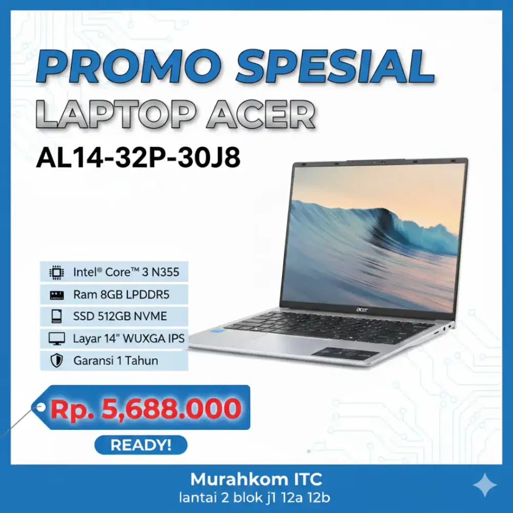 Acer AL14-32p-30j8 Intel Core 3 N355 8GB DDR5 RAM WUXGA IPS Display