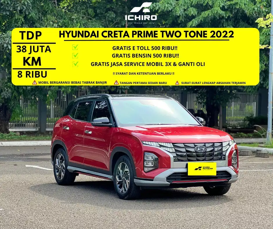 HYUNDAI CRETA PRIME TWO TONE 2022 PAJAK 10.26 KM 8 RIBU NO POL B GENAP