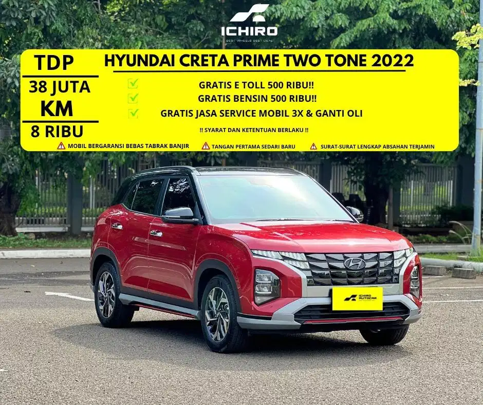 HYUNDAI CRETA PRIME TWO TONE 2022 PAJAK 10.26 KM 8 RIBU NO POL B GENAP