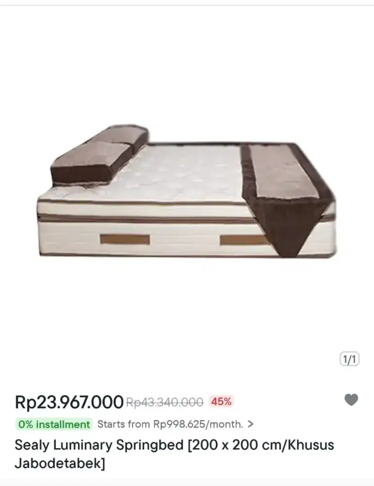 Kasur/matras ( saja) Spring bed Luminary Sealy 200x200