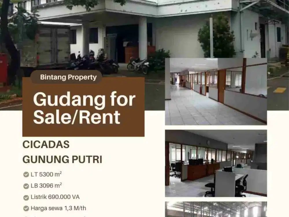 gudang luas akses Dekat toll gunung putri