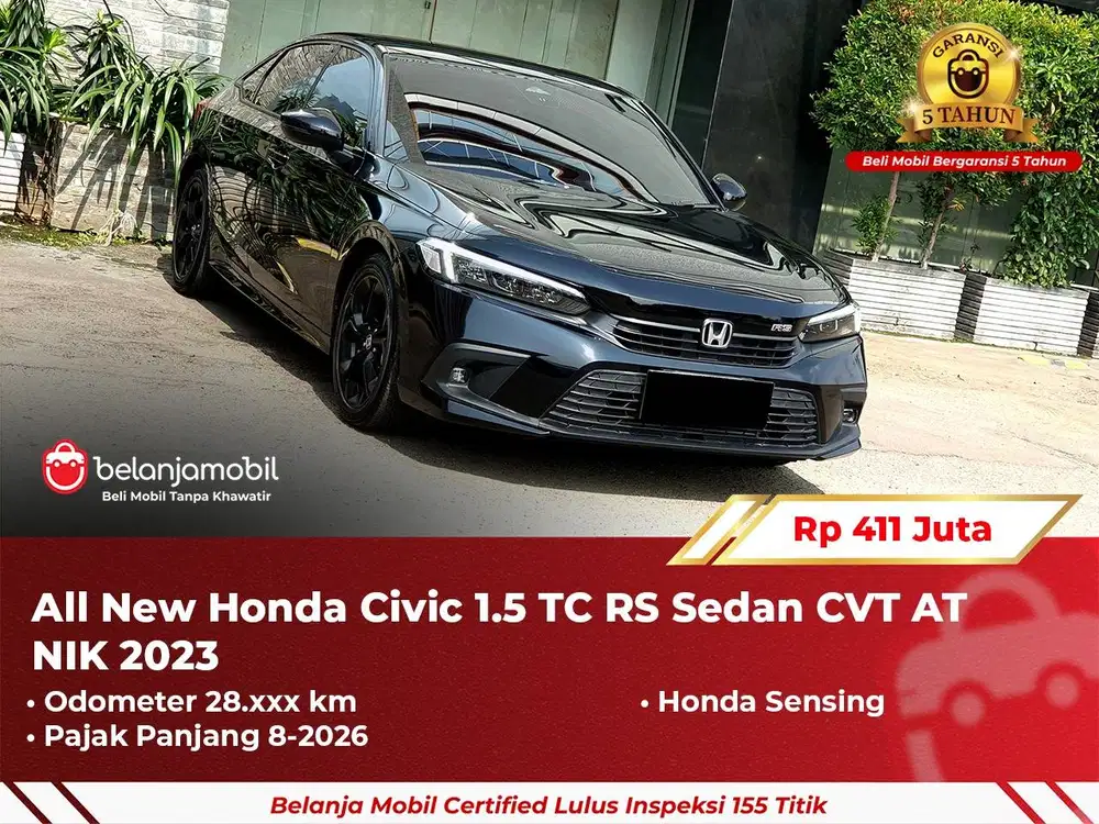 [ GARANSI 5TH ] All New Honda Civic 1.5 TC RS Sedan CVT AT Black 2023/