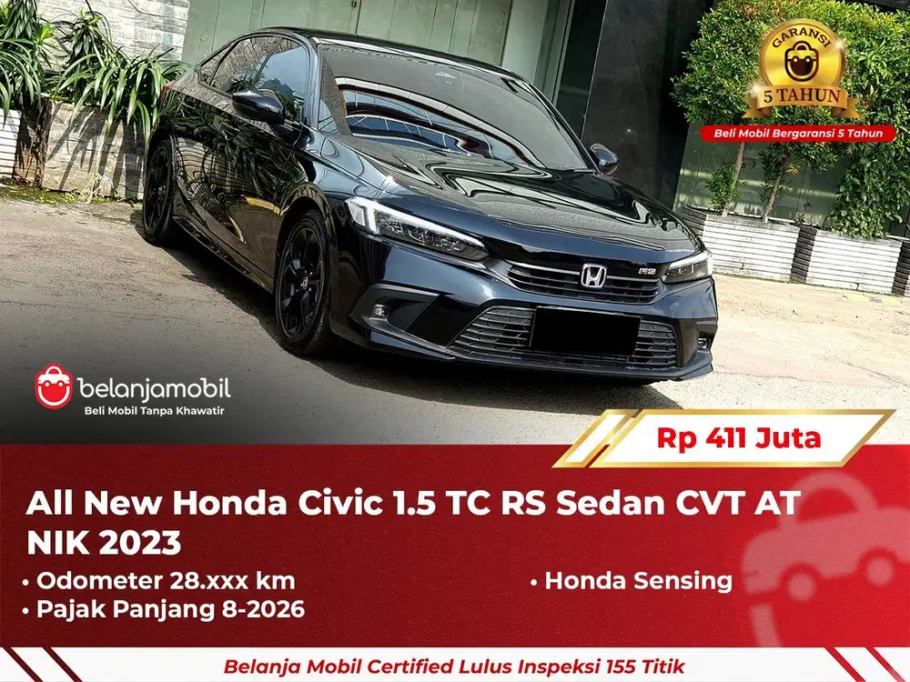 [ GARANSI 5TH ] All New Honda Civic 1.5 TC RS Sedan CVT AT Black 2023/