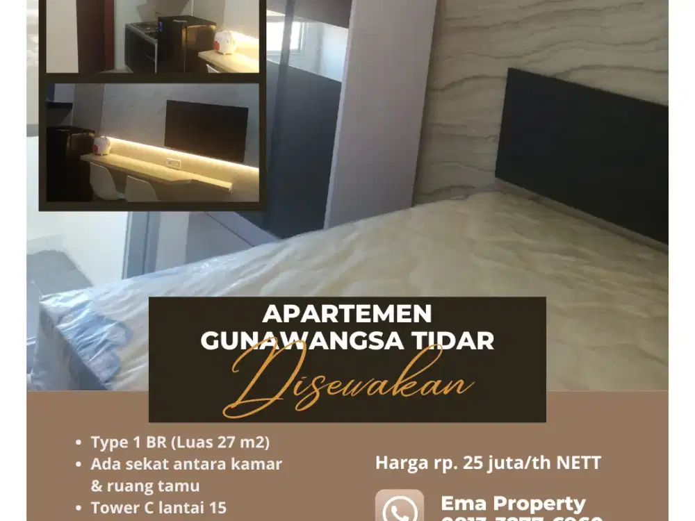 Disewakan apartemen Gunawangsa Tidar