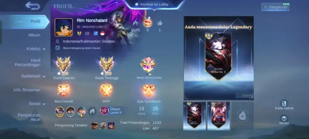 AKUN RANK MLBB POLOSAN IMORTAL