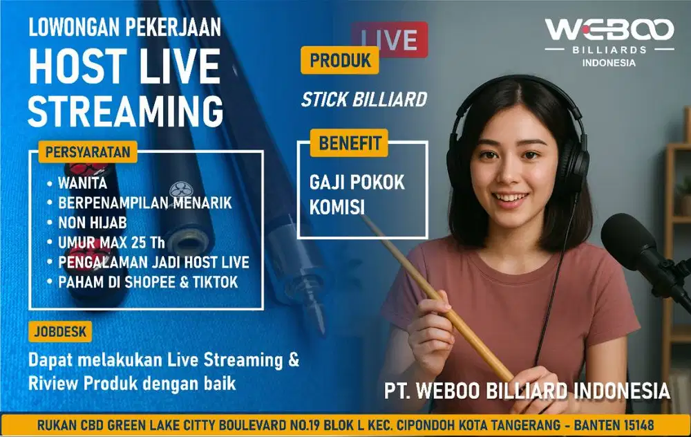 LOWONGAN KERJA HOST LIVE STREAMING TIIKTOK
