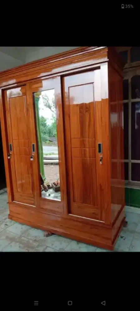 Lemari 3pintu Sliding/Geser JATI