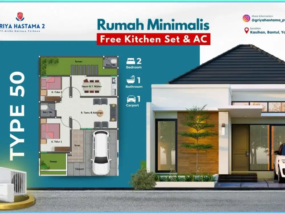 RUMAH DEKAT KAMPUS UMY BANGUNJIWO BANTUL ROW JALAN LEBAR