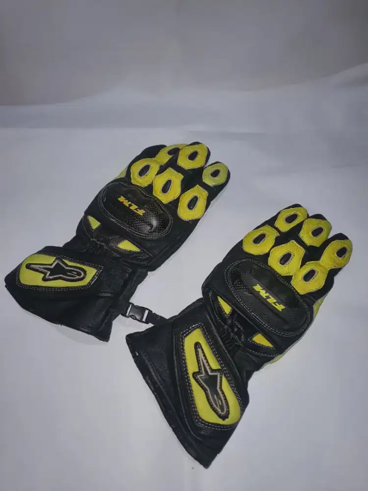 Alpinestars leather gloves + carbon for touring, sarung tangan kulit