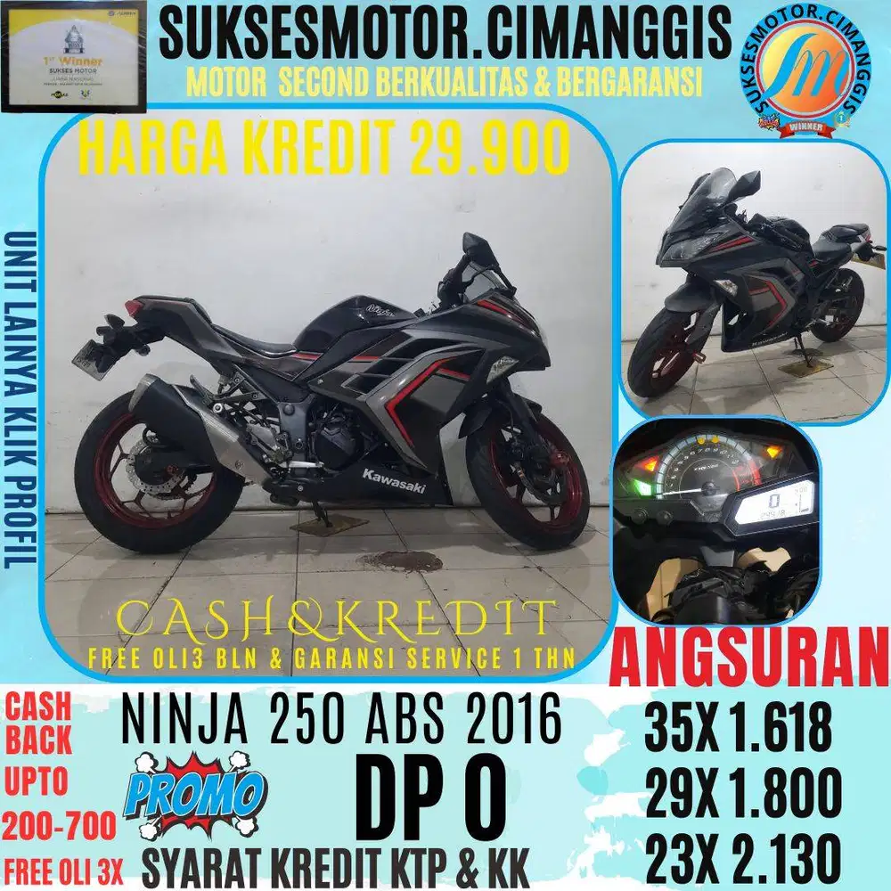 DP 0 NINJA 250 ABS CASHBACK UPTO 700 RIBUAN FREE OLI 3 BLN